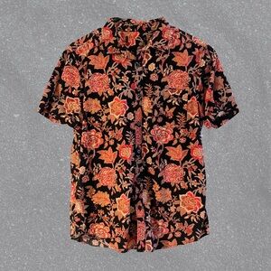 Floral Black and Red Men's Shirt